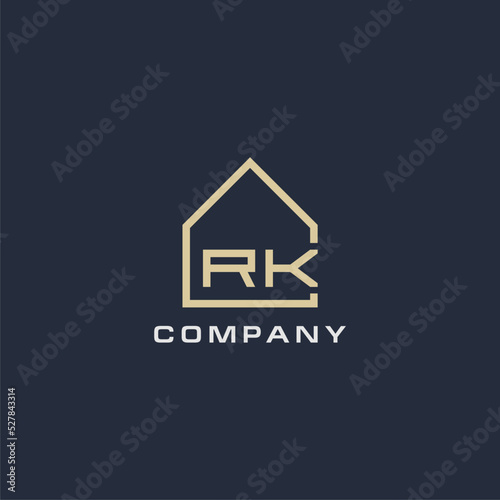 Initial letter RK real estate logo with simple roof style design ideas
