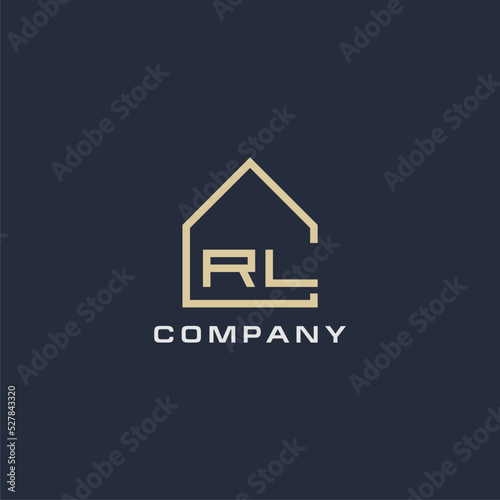 Initial letter RL real estate logo with simple roof style design ideas