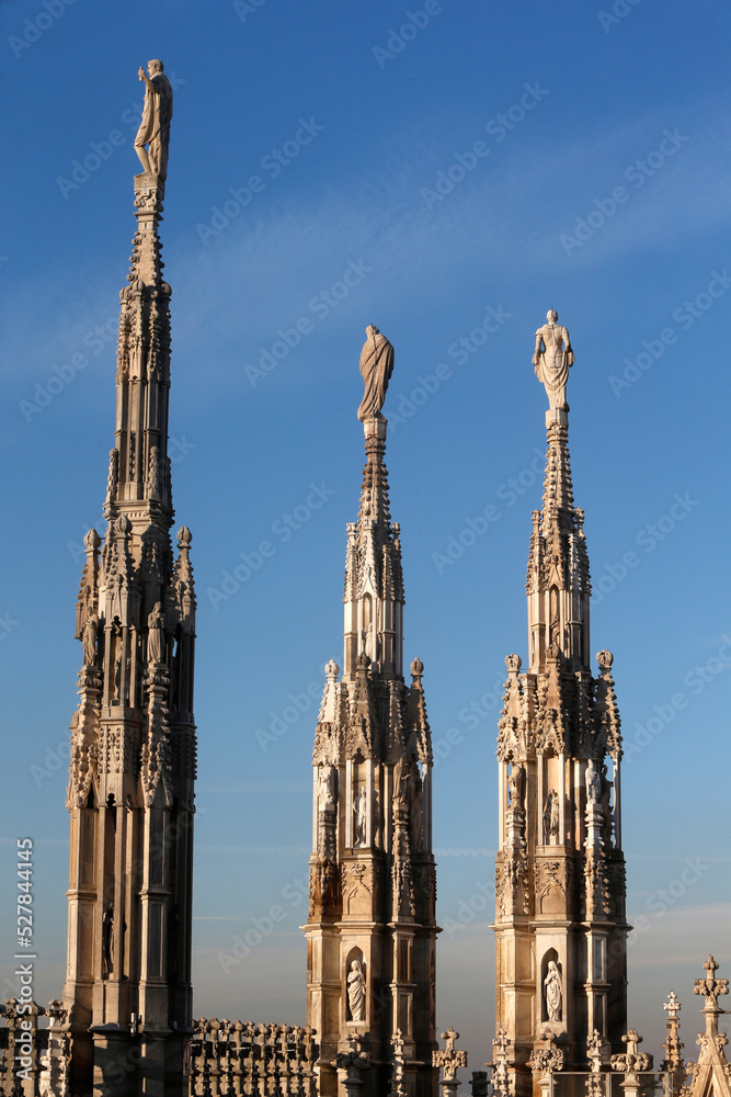 Milan duomo rooftop spires.