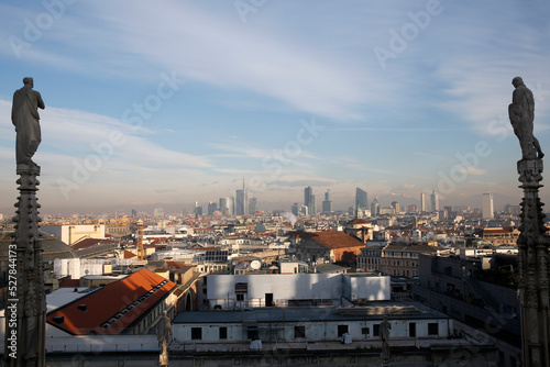 The city of Milan seen from the Duomo.