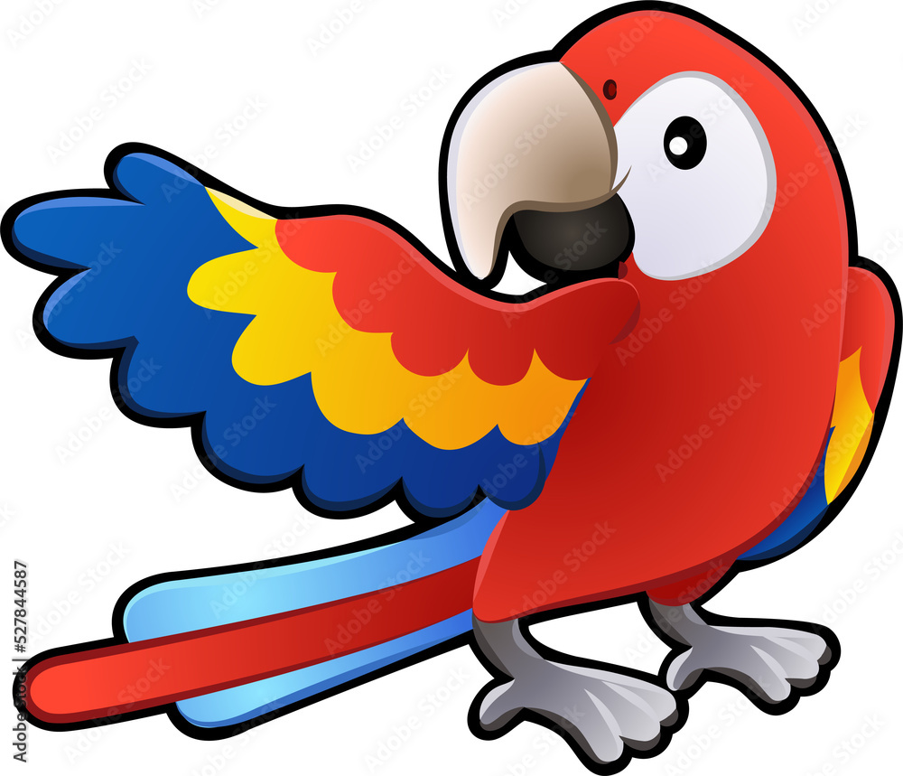 Fototapeta premium Cute Friendly Macaw Parrot Illustration