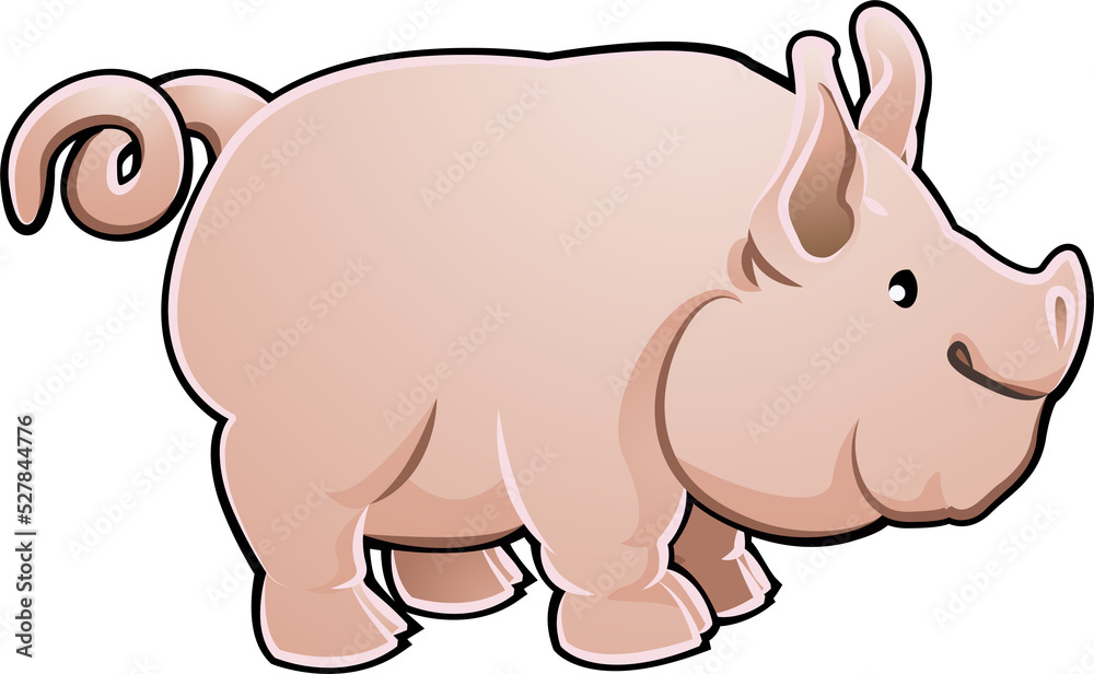 Fototapeta premium Cute Pig Farm Animal Vector Illustration