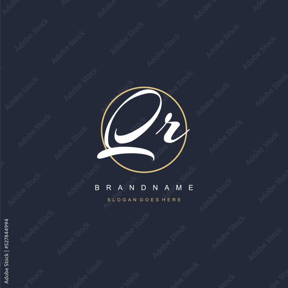 Initial letter QR logo monogram feminine style with circle line design ...