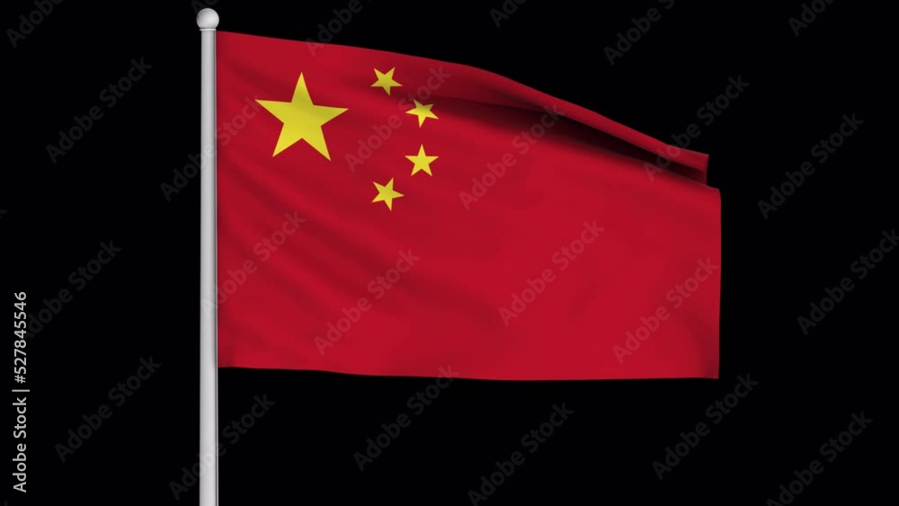 China flag on alpha channel background in seamless loop. China flag on alpha channel background in seamless loop.
