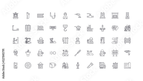 Construction set ideas, linear icons, line signs set, vector collection