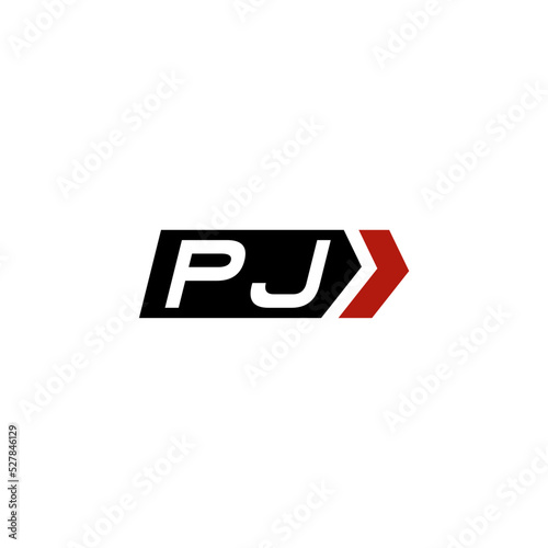 Letter PJ logo with simple right arrow design ideas photo