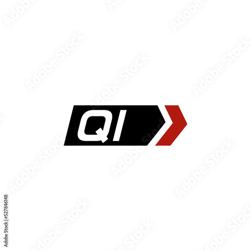 Letter QI logo with simple right arrow design ideas