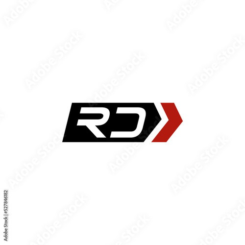 Letter RD logo with simple right arrow design ideas