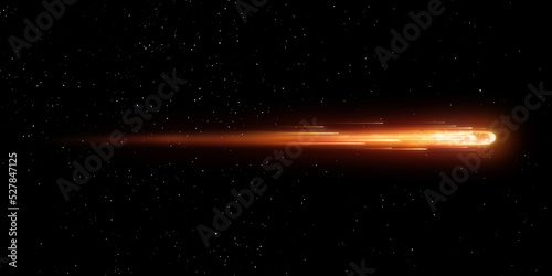  Burning meteorite on black background. Asteroid of iron and magnetite as it passes through Earth's orbit. 3d illustration 1 photo