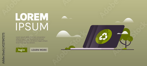 Recycling and planet earth ecology environment concept flat vector illustration.
