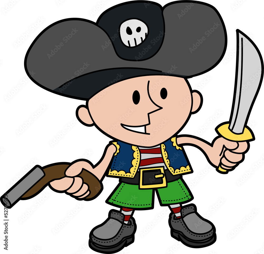Illustration of boy in pirate costume