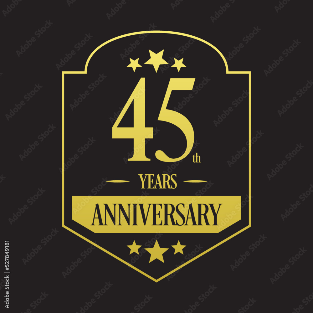 Luxury 45th years anniversary vector icon, logo. Graphic design element