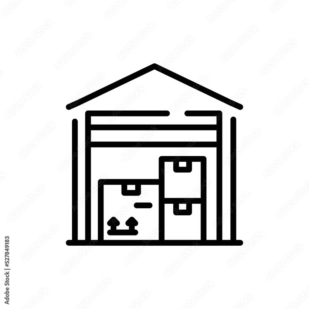 Warehouse with boxes olor line icon. Pictogram for web page Warehouse with boxes olor line icon. Pictogram for web page
