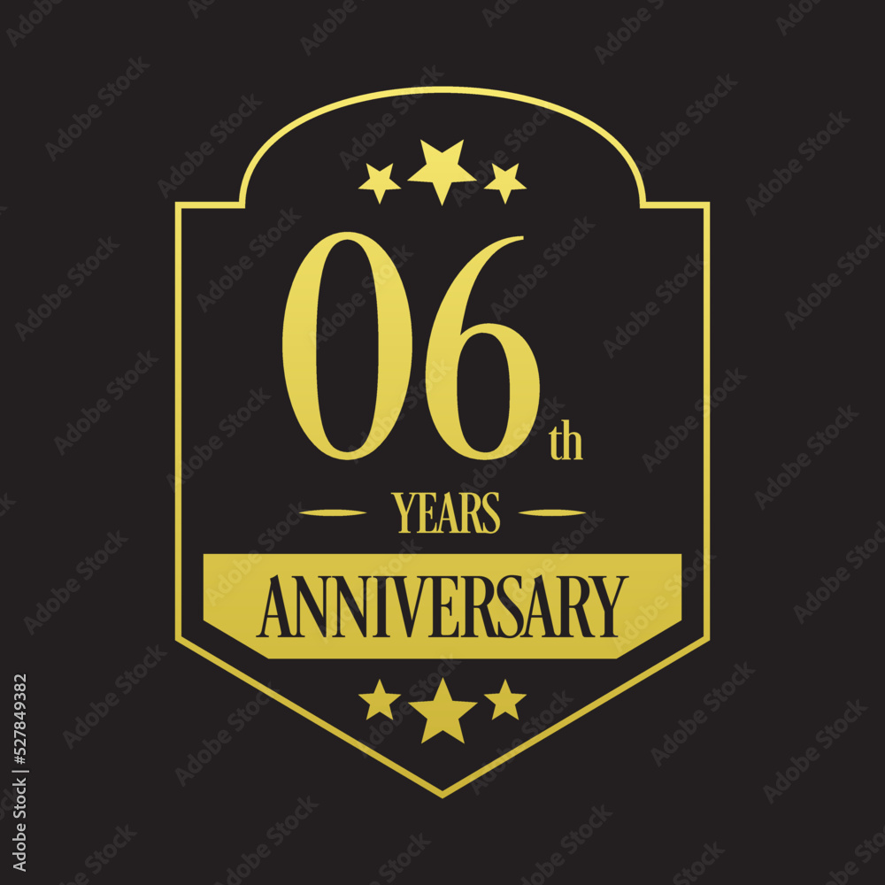 Luxury 6th years anniversary vector icon, logo. Graphic design element