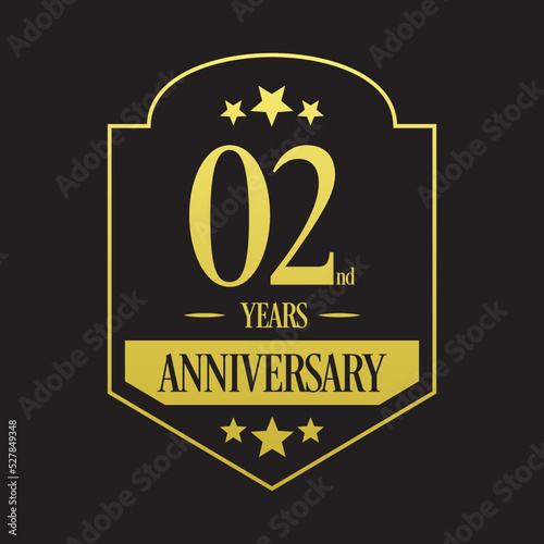 Luxury 2nd years anniversary vector icon, logo. Graphic design element
