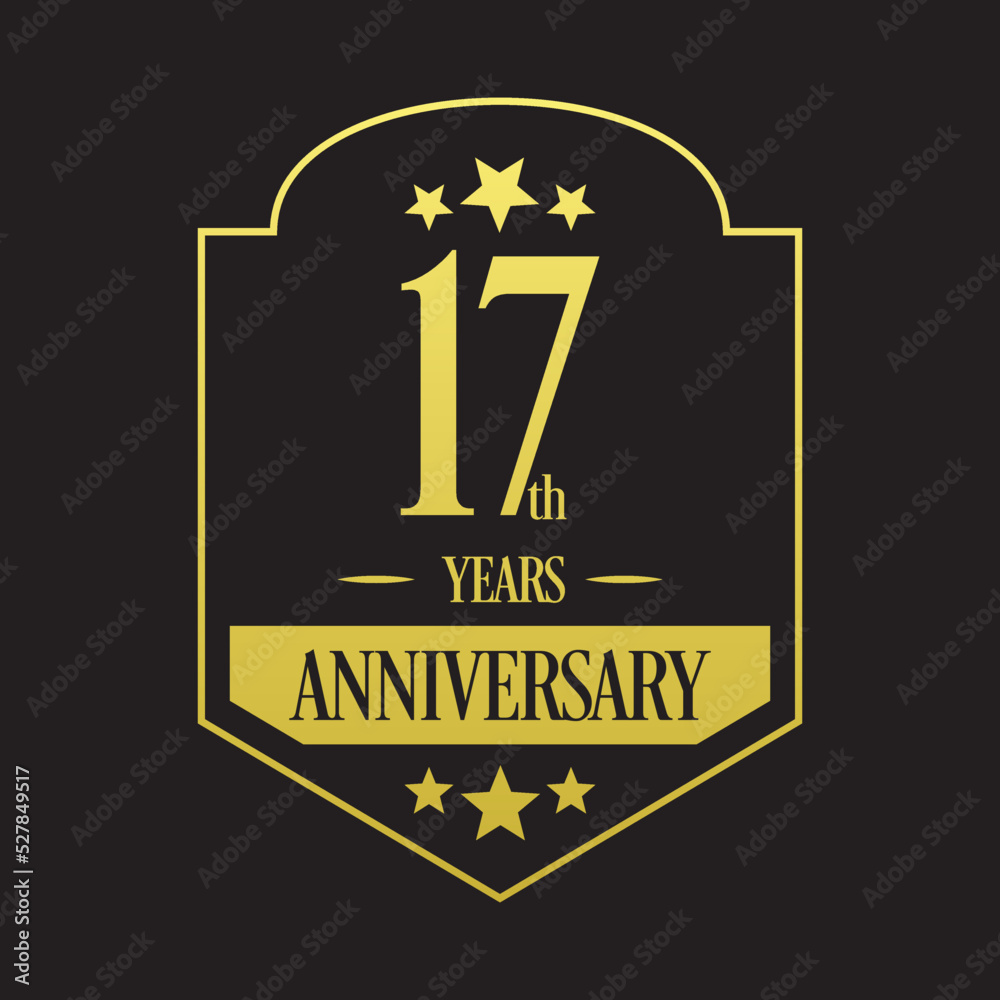 Luxury 17th years anniversary vector icon, logo. Graphic design element