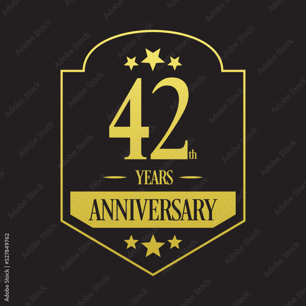 Luxury 42nd years anniversary vector icon, logo. Graphic design element