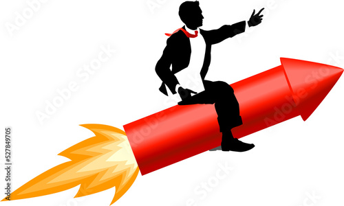 rocket business man concept illustration
