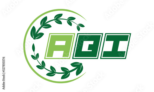 AQI Three-letter natural logo design, vector template. | monogram logo | abstract logo | wordmark logo | font logo | lettermark logo | business logo | brand logo |