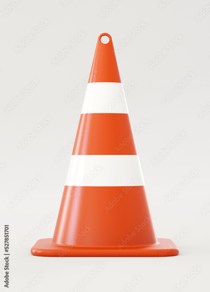 Orange plastic traffic cone 3d illustration Orange plastic traffic cone 3d illustration