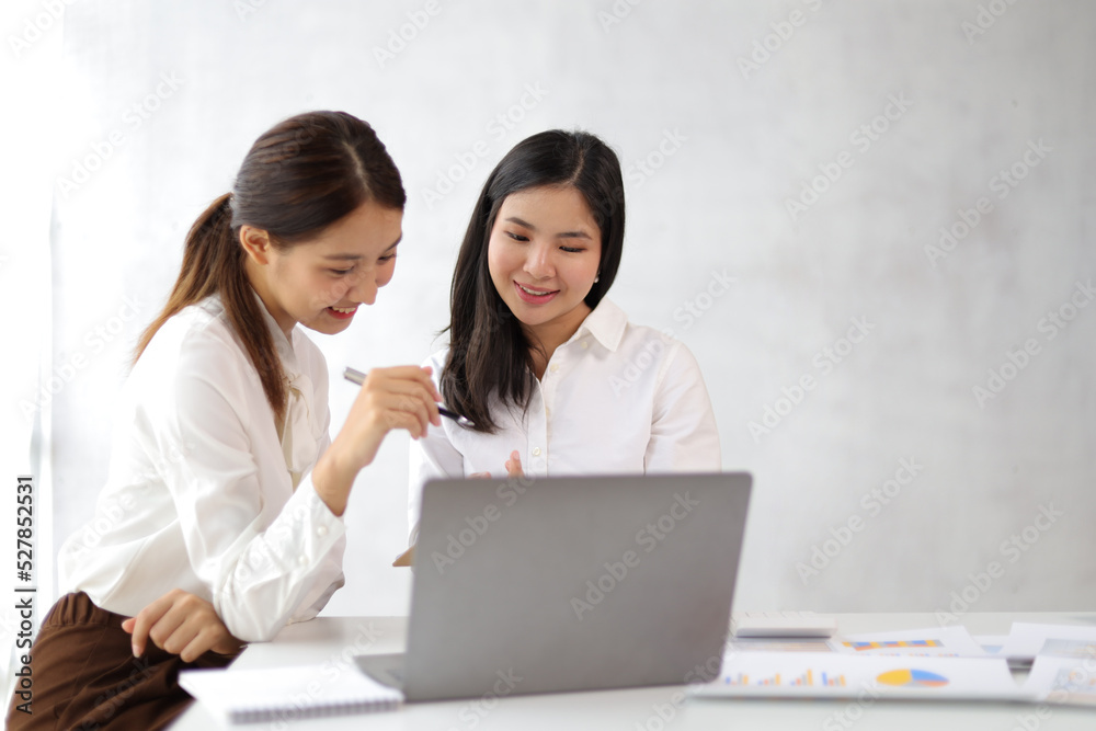 Businesswoman colleagues meeting to discuss new business project planning. Businesswoman colleagues meeting to discuss new business project planning.