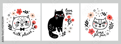 Photo Cards with cute hand drawn cats