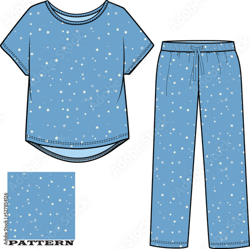 KIDS AND TEENS TEE AND PAJAMA SET VECTOR