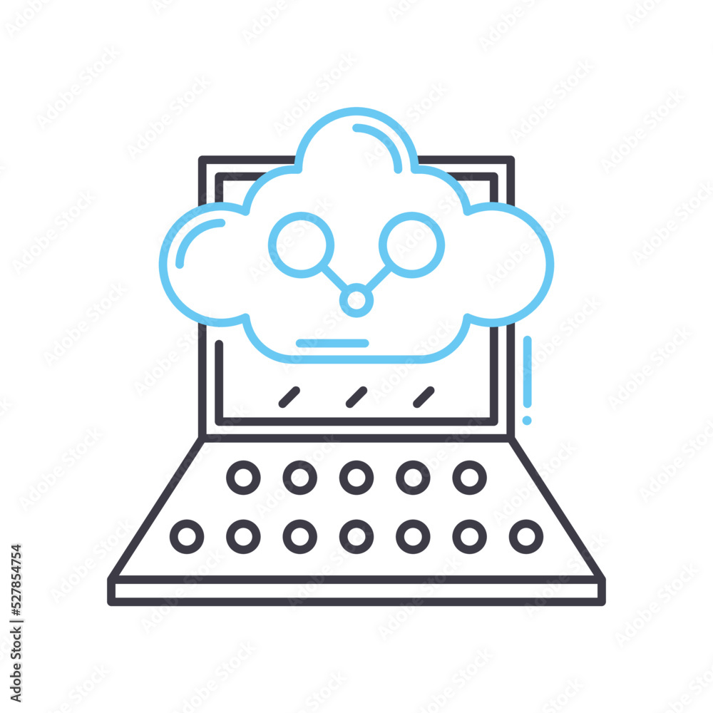 cloud device line icon, outline symbol, vector illustration, concept sign cloud device line icon, outline symbol, vector illustration, concept sign