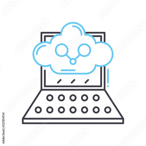 cloud device line icon, outline symbol, vector illustration, concept sign