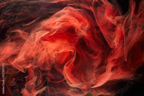 Red smoke abstract background, acrylic paint underwater explosion