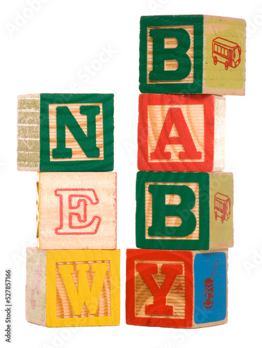 new baby wooden blocks on a transparent background