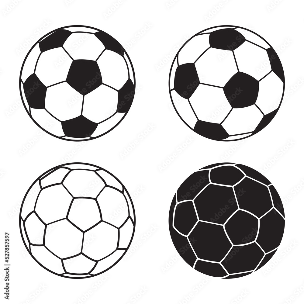 Soccer ball Vector illustration set, Soccer ball icon. Football simple black style, Vector illustration.
