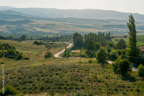 View of mountains and road from Yazilikaya. Corum  Turkey.