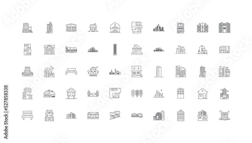 Houses concept illustration, linear icons, line signs set, vector collection