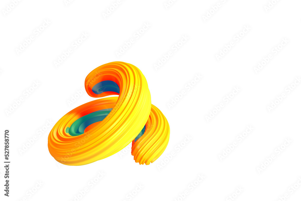 3D rendering of colorful abstract twisted wavy shape in motion. Computer generated geometric digital art