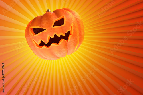 Halloween pumpkin on yellow...
