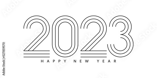 2023 Happy New Year. 2023 modern text vector design.