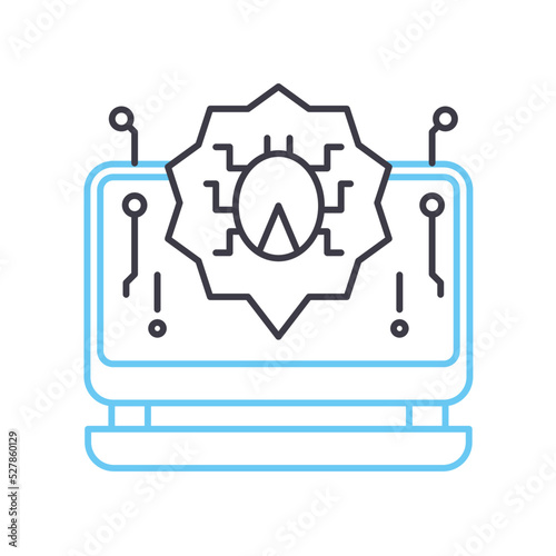 computer bugs line icon, outline symbol, vector illustration, concept sign