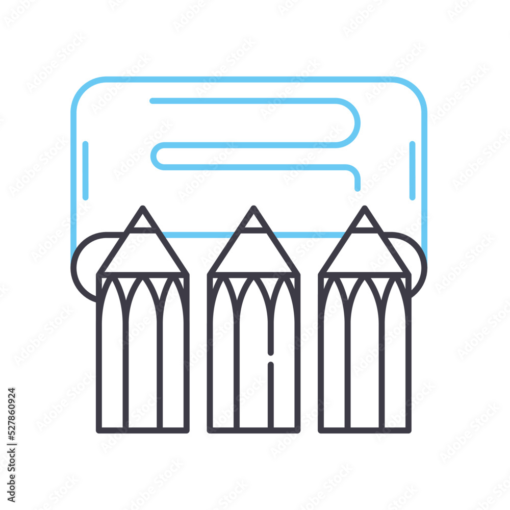 crayons line icon, outline symbol, vector illustration, concept sign