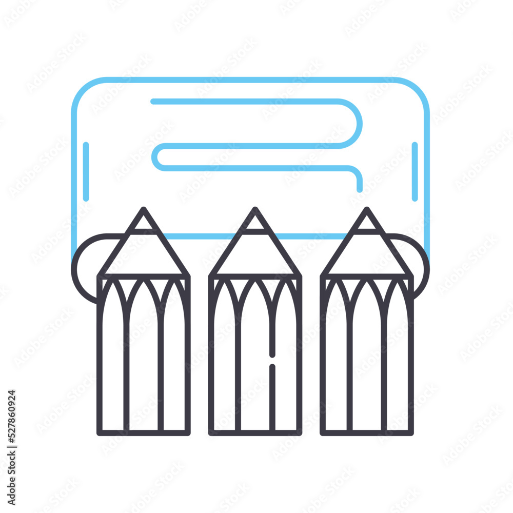 crayons line icon, outline symbol, vector illustration, concept sign crayons line icon, outline symbol, vector illustration, concept sign