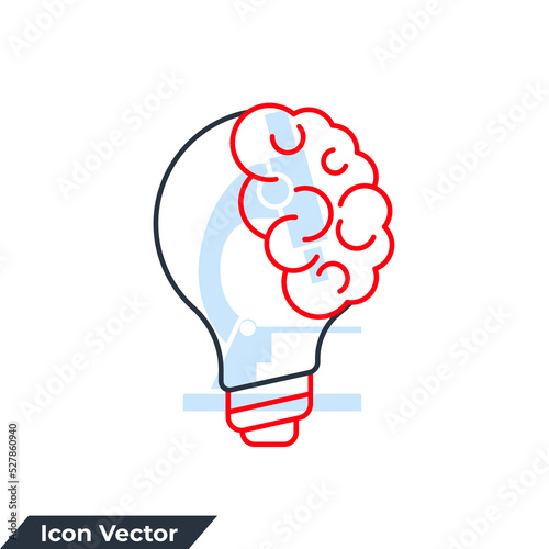 Creative idea. Brain in light bulb icon logo vector illustration. knowledge symbol template for graphic and web design collection