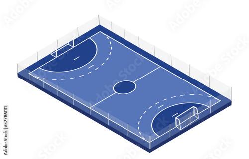 Fenced handball field. vector illustration