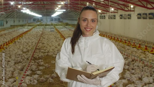 woman veterinarian in poultry farm