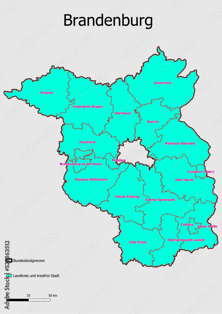  Karte Administrative Gliederung Bundesland Brandenburg Landkreise und kreisfreie Städte