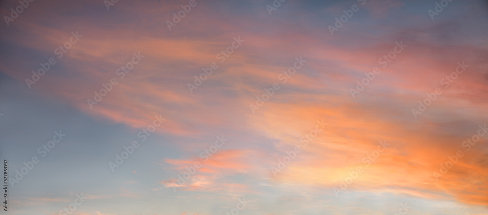 beautiful sunset sky panorama with colorful clouds, square format