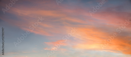 beautiful sunset sky panorama with colorful clouds, square format