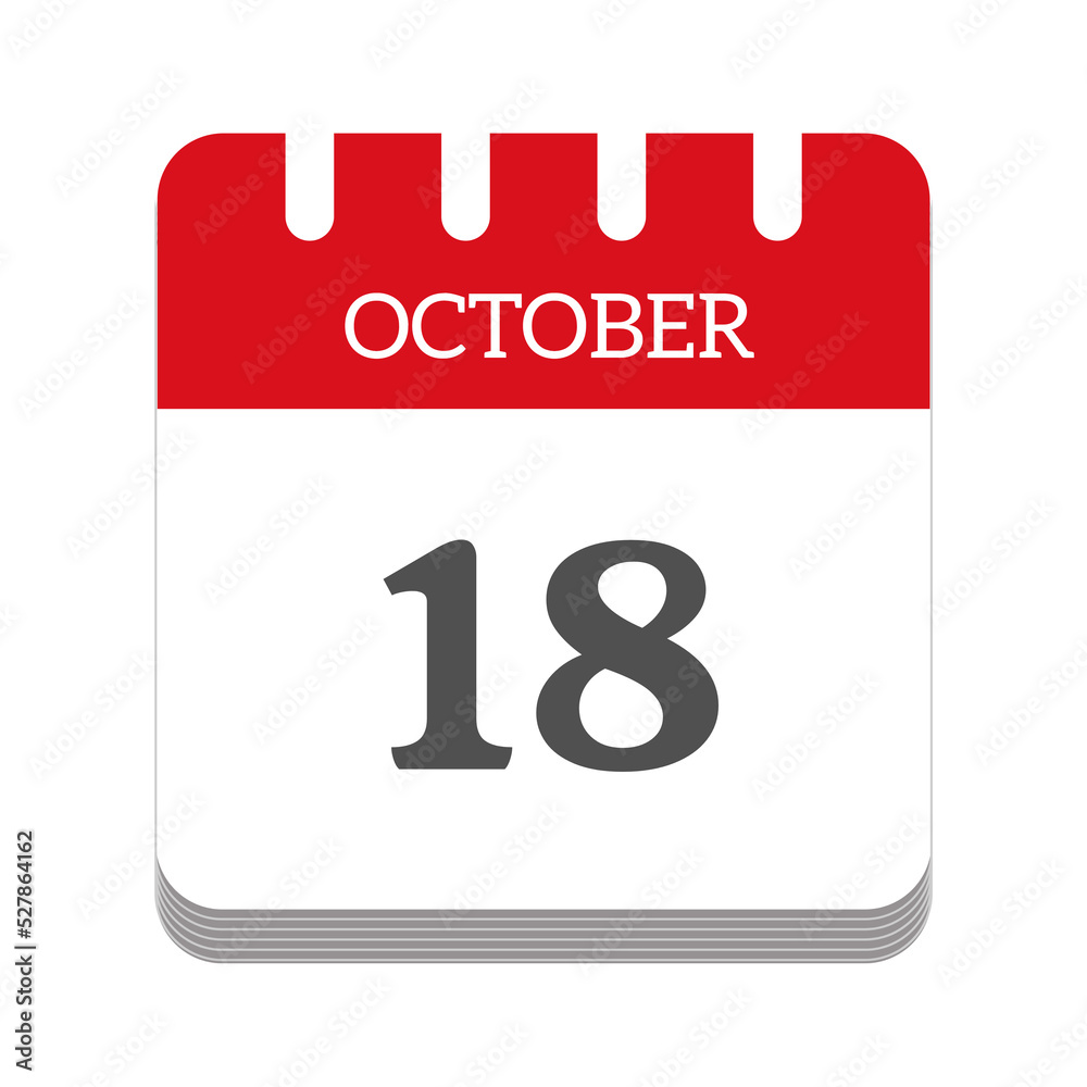 October 18 calendar flat icon October 18 calendar flat icon