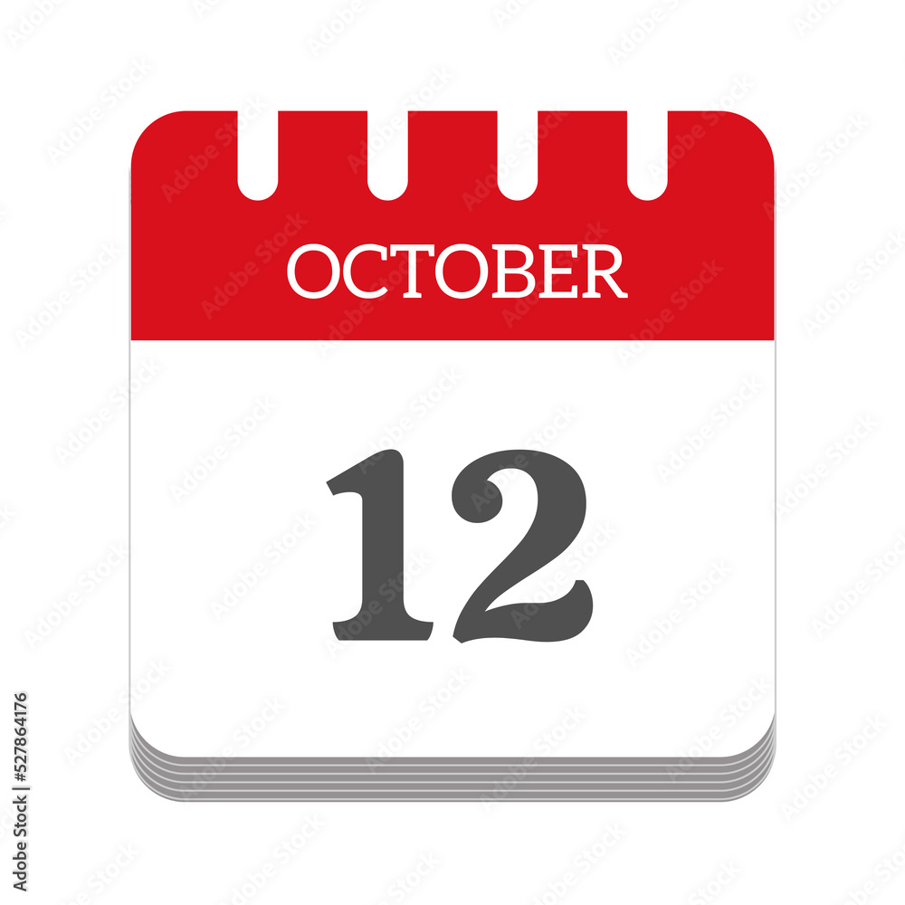 October 12 calendar flat icon