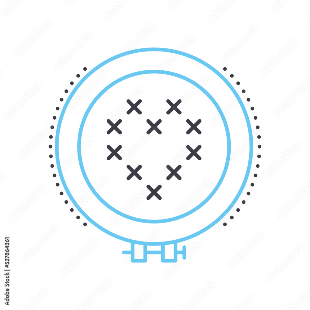 Obraz premium cross stitch hoops and frames line icon, outline symbol, vector illustration, concept sign