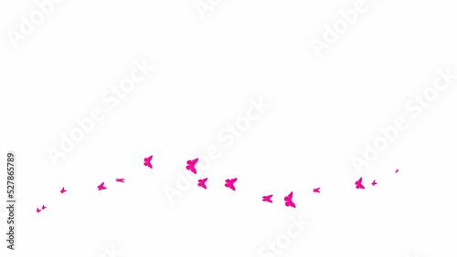 Wallpaper Mural Animated pink butterflies fly from left to right. A wave of butterflies. Concept of summer. Vector illustration isolated on the white background. Torontodigital.ca